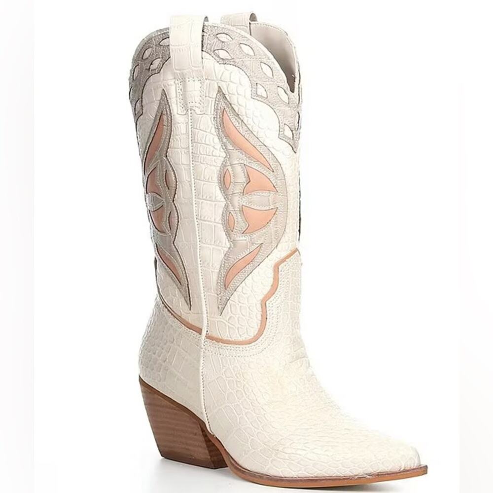 Steve Madden Wynter Boot Croc Embossed Leather Si… - image 4